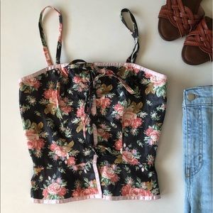 Vintage 70s Floral Corset Crop Top